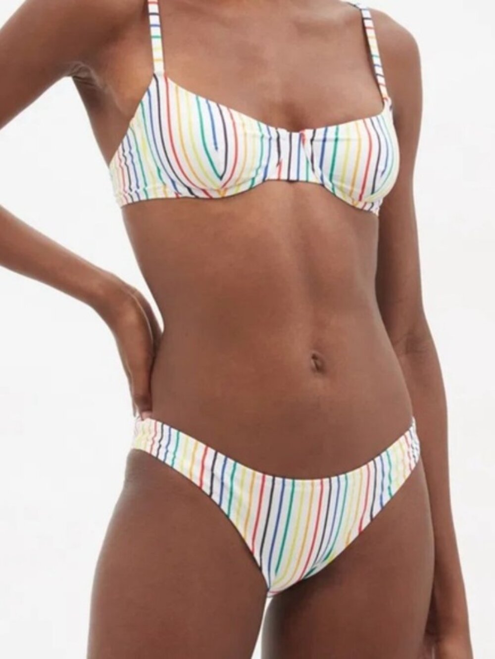 Solid & Striped Rainbow Striped Bikini Set